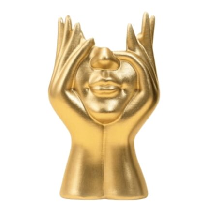 Vaza Decorativa, Model Bust femeie, Culoare Auriu, 14 CM