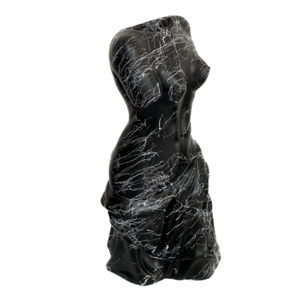 Vaza decorativa, Lax&Home, Venus, Ipsos, Negru/Alb Marmura, inaltime 30 cm