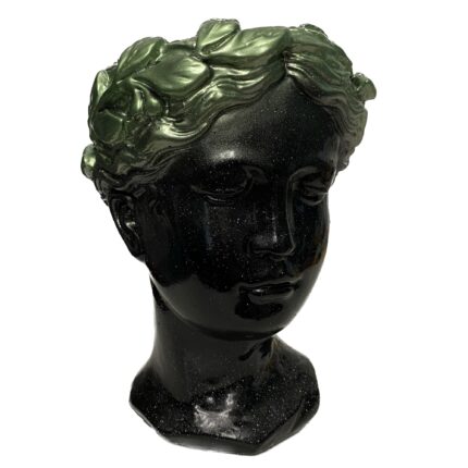 Vaza decorativa, Lax&Home, Antique, Ipsos, NegruVerde Glitter, inaltime 22 cm