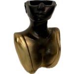 Vaza decorativa, Lax&Home, Wife, Ipsos, Negru-Gold Granit, inaltime 17 cm