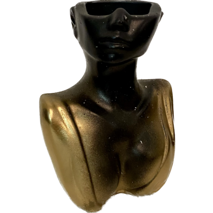 Vaza decorativa, Lax&Home, Wife, Ipsos, Negru-Gold Granit, inaltime 17 cm