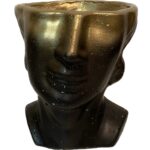 Vaza decorativa, Lax&Home, Aurelius, Ipsos, Negru-Gold Granit, inaltime 20 cm