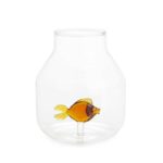 Vaza decorativa, Balvi, Sticla, 19x10x10 cm, Transparent/Galben