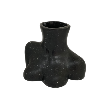 Vaza decorativa, Lax&Home, Hotter, Ipsos, Negru Granit, inaltime 12 cm
