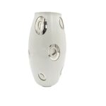 Vaza decorativa din sticla , Alba cu Design Modern , 26 x 11,5 cm
