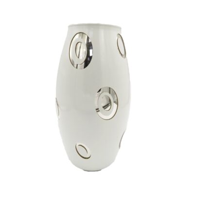Vaza decorativa din sticla , Alba cu Design Modern , 26 x 11,5 cm