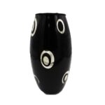 Vaza decorativa din sticla , Neagra cu Design Modern , 26 x 11,5 cm