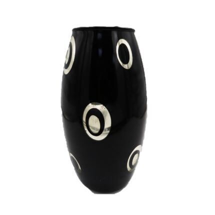 Vaza decorativa din sticla , Neagra cu Design Modern , 26 x 11,5 cm