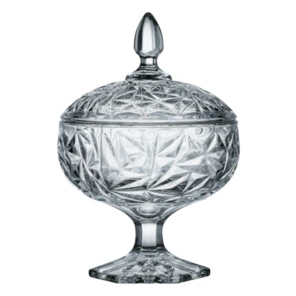 Bomboniera sticla, cu picior si capac, 1000ml, 16x25cm