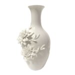 Vaza portelan, model 3D floare, alb