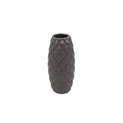 Vaza din ceramica cu model in relief, Giftdecor, 20 x 7 cm, Gri
