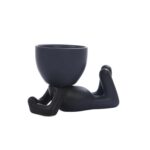 Vaza din ceramica mini pentru birou model nordic, in forma de corp uman 9 cm, neagra