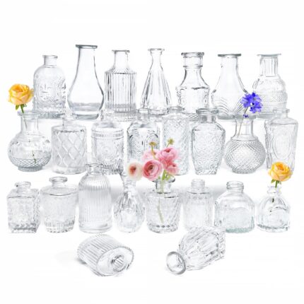 Set 25 de mini vaze din sticla, pentru Decorarea Nuntii Rustice