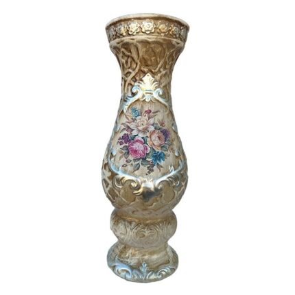 Vaza din ceramica cu flori aplicate, M1, 11x30 cm