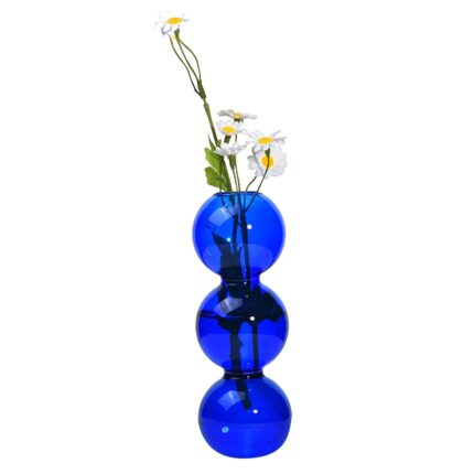 Vaza decorativa, QttvbTna, Sticla, Albastru, 17x3cm