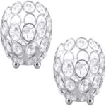 Set 2 suporturi pentru lumanari, cristal, transparent, 8x8cm