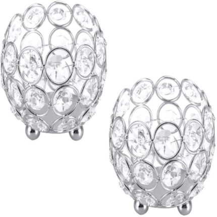 Set 2 suporturi pentru lumanari, cristal, transparent, 8x8cm