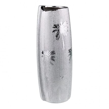 Vaza din ceramica, ingusta, inalta cu palmieri, 10x28 cm