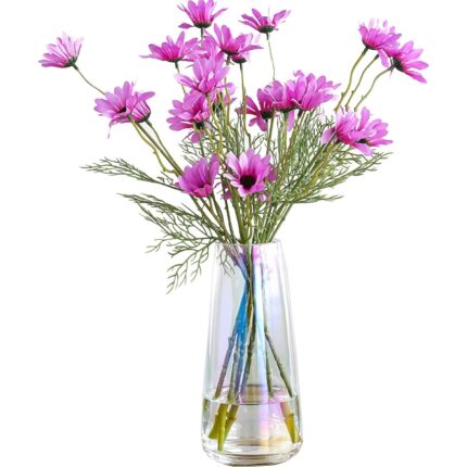 Vaza decorativa din sticla, longziming, cristal transparent irizat, 22x6.4cm, 3 culori disponibile