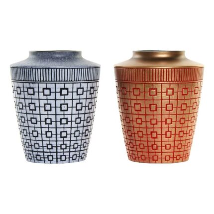 Set 2 Vaze DKD Home Decor, Oriental, Resina, Multicolor, 17x17x20cm