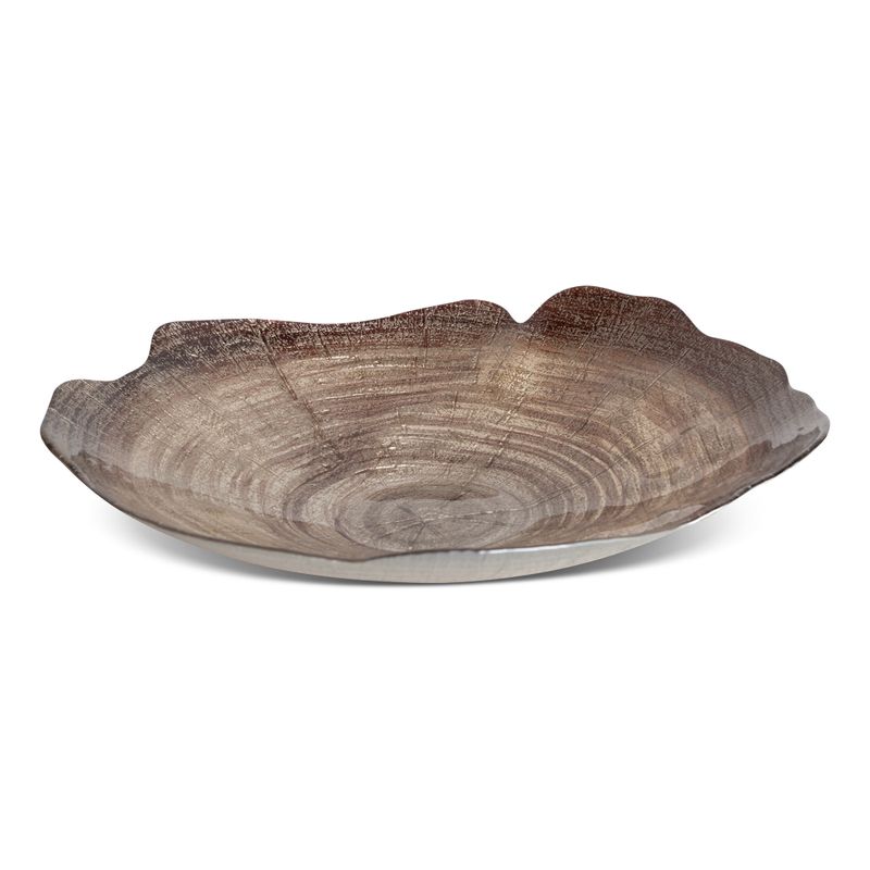 Bol decorativ, Eurofirany, 40 x 39 x 7 cm, Sticla, Maro/Bej