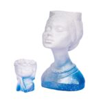 Pachet vaze Printesa Africana + Minivaza model A, alb-albastru, 24cm + 11cm inaltime