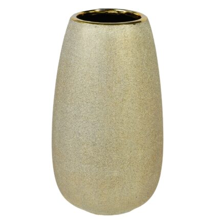 Vaza decorativa din ceramica, design punctiform, auriu, 27x10cm, ConceptSeller