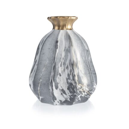 Vaza decorativa Liam Marbling Gold, 21x15.5 cm, Ceramica, Multicolor