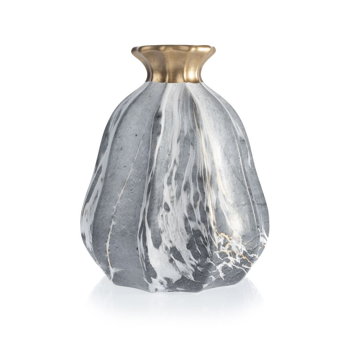 res_5b5e10e5bfda21fc6a5c2f26ce10f978 Vaza decorativa Liam Marbling Gold, 21x15.5 cm, Ceramica, Multicolor