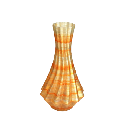 Vaza decorativa, printata 3D, model Phoenix, Portocaliu, 25x45 cm