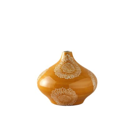 Vaza ceramica, English Home, Flori de gradina, 25x21 cm, portocaliu
