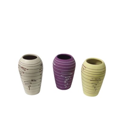 Set 3 vaze ceramica mata, colorate, 13 cm