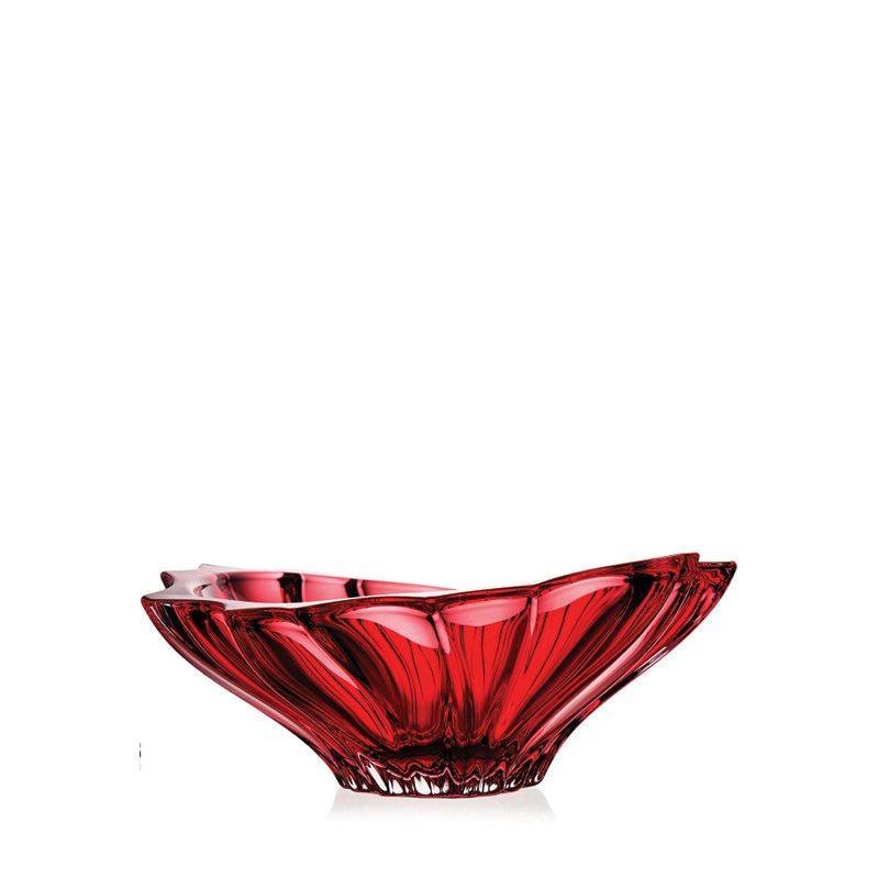 Bol din cristal, Bohemia, Plantica rosu ,33 cm