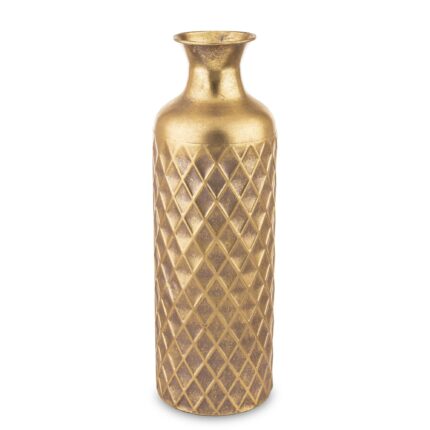 Vaza metalica antica, Golden, 44x14x14 cm