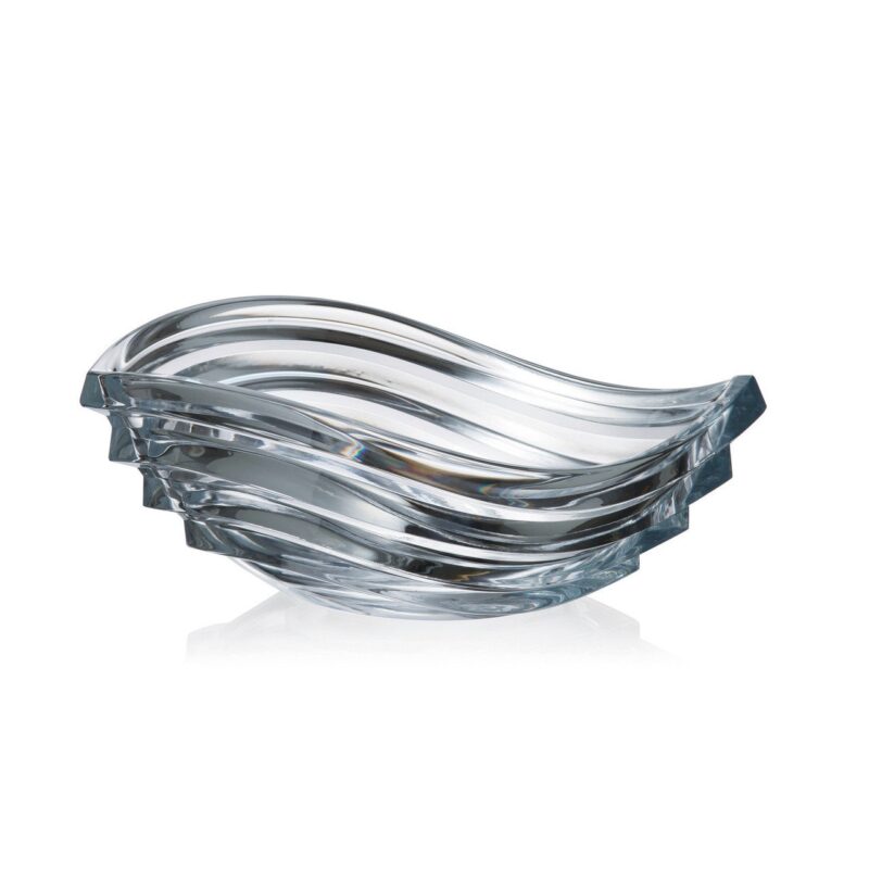 Bol decorativ Bohemia Wave, Cristalit, 30.5x21x10 cm, Transparent