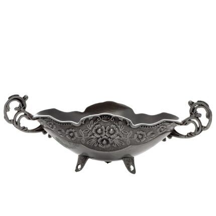 Bol din antimoniu cu motive florale gravate elegant, 24 cm