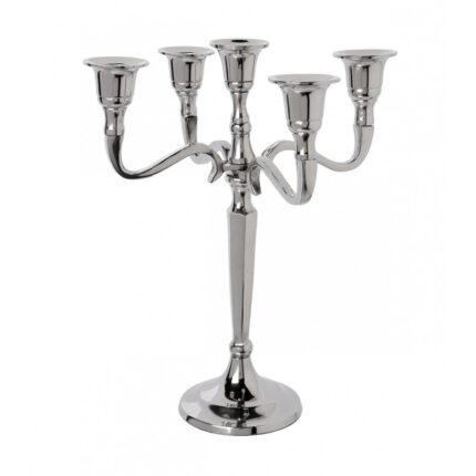 Sfesnic din metal cu 5 brate argintiu 22x27 cm