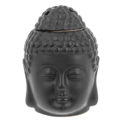 Suport Ulei Parfumat Ceramic Buddha cu Capac Negru 13cm