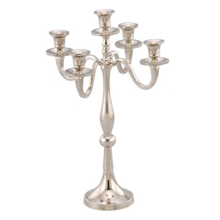 Sfesnic lumanari, cu 5 brate, CIA-9184, aluminiu, auriu, 35 cm