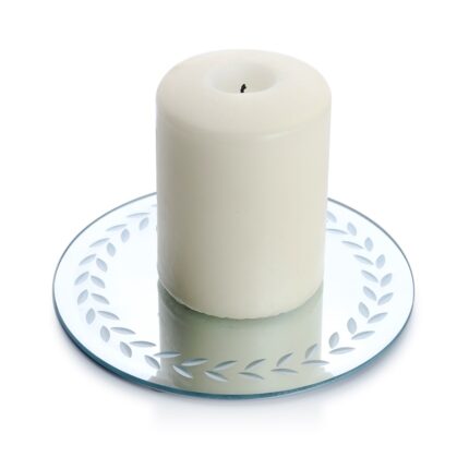 Set 6 suporturi pentru lumanari, Mondex, sticla, 15cm, suprafata oglinda, antiderapant