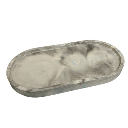 Suport lumanare, ceramic, handmade, oval, 16 cm, alb, negru