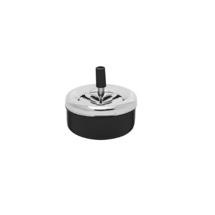 Scrumiera metalica anti-vant cu capac si buton curatare, 11x10 Cm