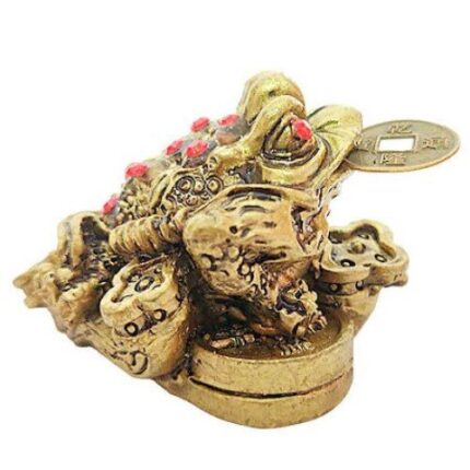 Broasca Feng shui cu Ru Yi GOBI, aducatoare de bogatie si autoritate, 5 cm, aurie