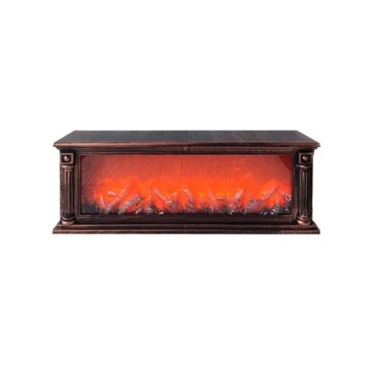 Semineu Decorativ Luminat, Efect Flacara Reala, 101x14x28cm, Bronz