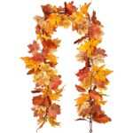Ghirlanda decorativa de toamna, QttvbTna, Frunze de artar, Plastic, 1.8m, Multicolor