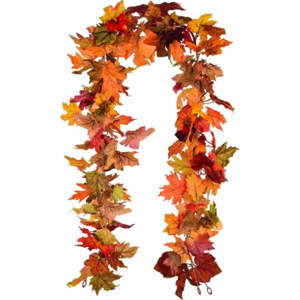 Ghirlanda de Frunze Toamna, QttvbTna, Plastic / Matase, 1.8 m, Multicolor