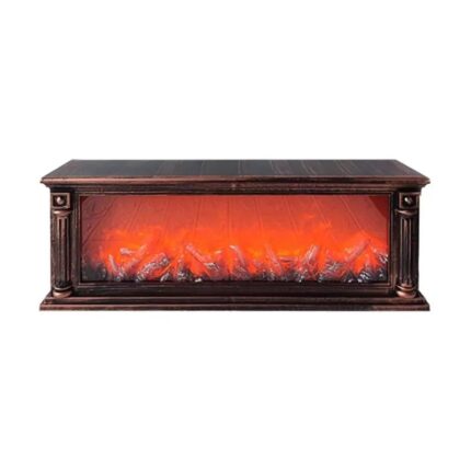 Semineu Decorativ Luminat, Efect Flacara Reala, 63x22x13cm, Bronz