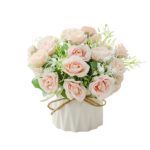 Flori artificiale, Ceramica/Plastic, Trandafiri, 21x24 cm, Roz