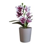 Ghiveci decorativ cu Orhidee artificiala, 6 x 17 cm