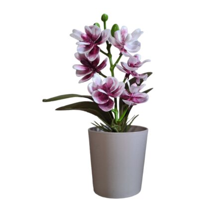 Ghiveci decorativ cu Orhidee artificiala, 6 x 17 cm